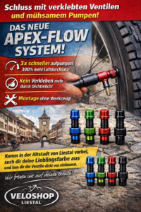 Ein Pneu wird mit dem neuen Apex-Flow System aufgepumpt